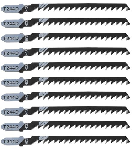 Create Idea Lot de 20 lames de scie sauteuse à tige en T, HCS, 100 mm, 6 TPI pour coupe courbée, bois