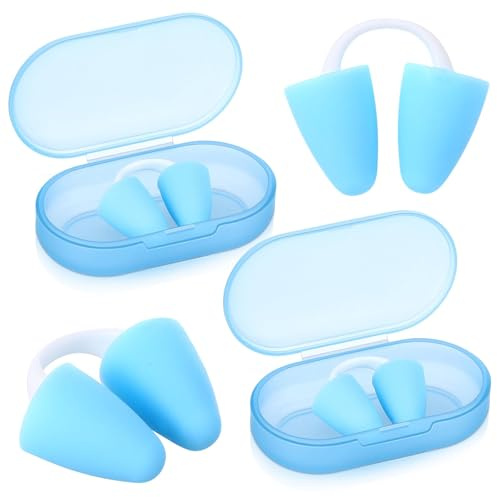 DIELOVEHUA 2 Pièces Pince Nez Natation, Bouchons de Nez en Silicone, Protecteur de Nez Réutilisable, avec Boîte de Rangement, pour Piscine, Plongée, Sports Aquatiques, pour Adultes Unisex, Bleu