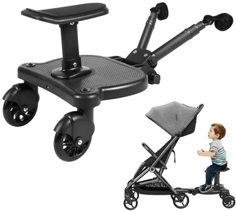 Tavola da passeggino 2 in 1 con sedile (carico di 25 kg), per bambini di 3 – 7 anni, pedana universale, può ruotare a 360°, passeggino per tutti i passeggini