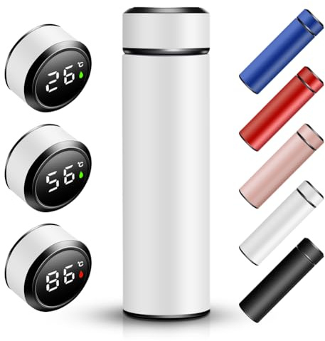 Botella termo de 0,5 L con indicador de temperatura LED, termo de acero inoxidable 304/316, termo con pantalla táctil LED, a prueba de fugas, sin BPA, para casa, oficina, viajes