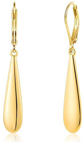 14K Vergoldet Französisch Ohrhake Ohrringe Hängend Lang Ohrhänger für Damen | Hypoallergen Silber 925 Ohrringe Hängend Lange Wassertropfen Ohrhänger Baumelnde Boho Hammer Anhängerohrringe Damen Frauen