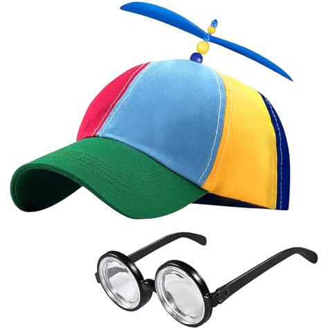 YHNMMNO Propeller Mütze, Bunte Propellermütze,Lustige Propellerkappe, Hubschraubermütze,Bunte Helikopter-Kappe Unisex, Baseball Cap Party Hut für Erwachsene - Größenverstellbar