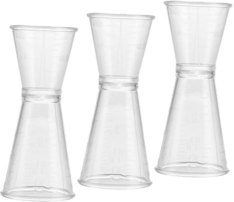 Ipetboom Misurino Per Cocktail Doppio Jigger in Plastica Trasparente, Strumento Di Misura Per Barman, Set Da 3 Pezzi Compatti e Resistenti Per Uso Bar, Ristorante e Casa