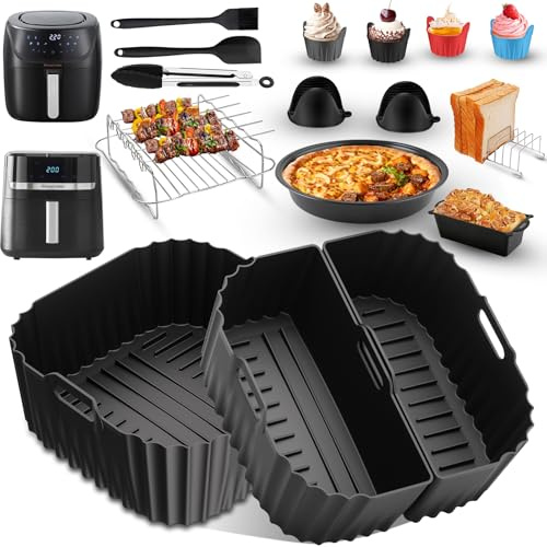 Silikonform Heißluftfritteuse für Russell Hobbs Air Fryer XXL 8,3L (27632-56), Airfryer Silikonform für Russell Hobbs XXL 8L (27170-56) Wiederverwendba Silikon Einsätze, spülmaschinenfest (21 Stück)