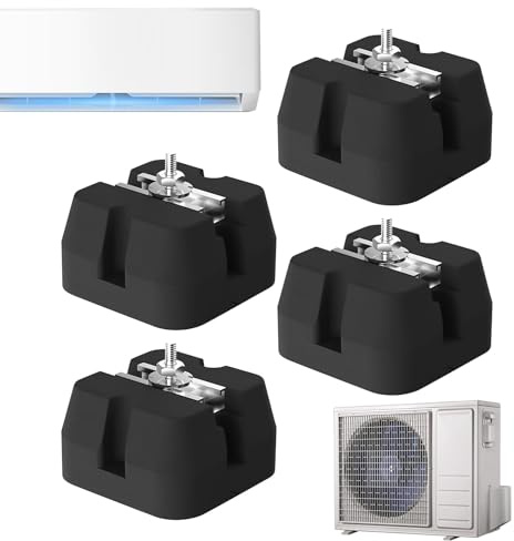 Juego de 4 almohadillas de amortiguación de vibraciones para aire acondicionado externo, base estable para unidades de aire acondicionado al aire libre, no necesita unidad externa, instalación