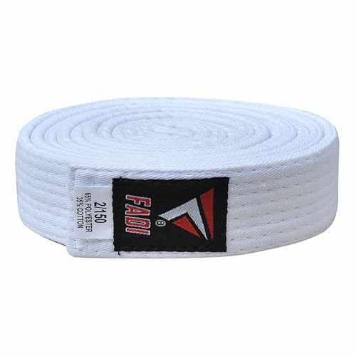 Fadi Sports Martial Arts Karate Belt – Durable Cotton-Polyester Blend, Multi-Stitched Belt for Karate, Taekwondo, Judo & Martial Arts Training and Grading for Adults & Kids | Reinforced Stitching, Strong Knot Retention, Dojo-Grade Quality, Traditional Colours, Fade-Resistant Material