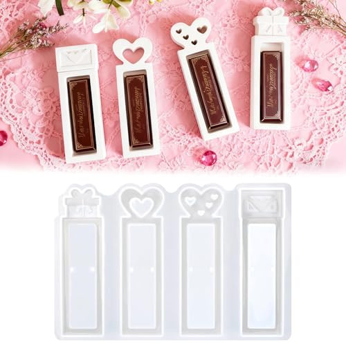 Stampi in silicone e forme per colata, set da 4 stampi in silicone per regalo di San Valentino, forma per colata per San Valentino in gesso, stampi in silicone e forme per colata a forma di cuore