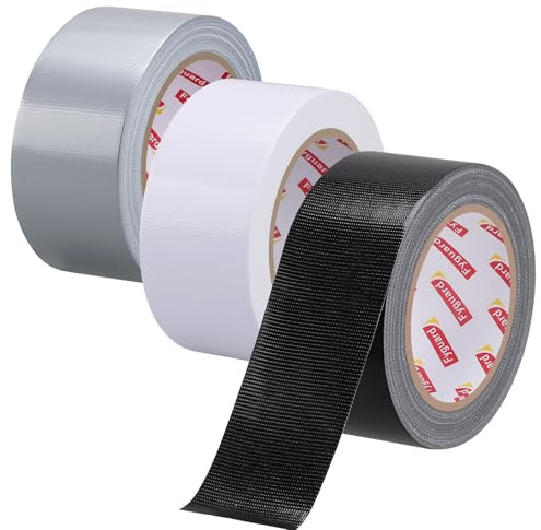 Fyguard Duct Tape 3 Rolls 48 mm x 28 m, 8.5Mil Black Silver White