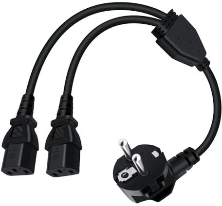 YINGAYOU Sdoppiatore Cavo Alimentazione PC 10A 250V Cavo Alimentazione IEC C13 Doppio per PC Monitore Stampante Proiettore (Nero, 2 m)