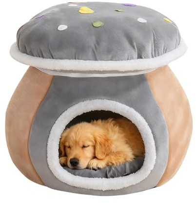 Lit Caverne pour Chat | Nid De Sommeil Chaud en Forme De Champignon pour Le Chien - Maisons pour Chat D'Intérieur,pour Chiot et Animal, Intérieur, Salon, Chambre, Balcon, Appartement