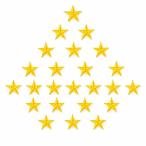 30 Pcs Iron on Stars for Clothes, 3cm Gold Sew on Star Embroidered Patches for DIY Crafts Backpacks Bags Hats Clothes