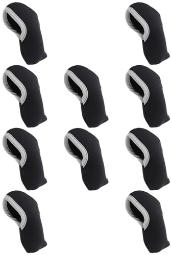 Homoyoyo Cubiertas para Palos de Golf Impresión en Ambos Lados, Neopreno Portátil, Juego de 10 Fundas Negras, Protección para Golfistas en Campo y Competición
