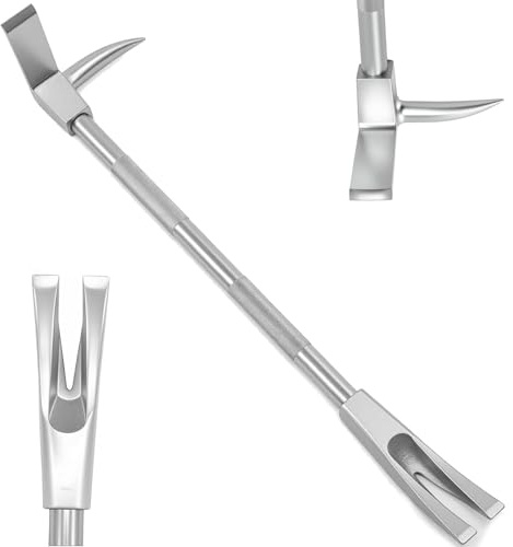 Heavy-Duty Firefighter Crowbar with Axe Head, Spike, and Fork for Emergency Rescue and Demolition Work