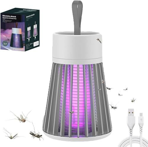 Lampe Anti Moustiques, Anti Moustique Exterieur, Lampe Anti Moustique Interieur, Portable Rechargeable USB, Imperméable pour Intérieur et Extérieur, pour Maison, Camping et Pique-Nique (Gris)