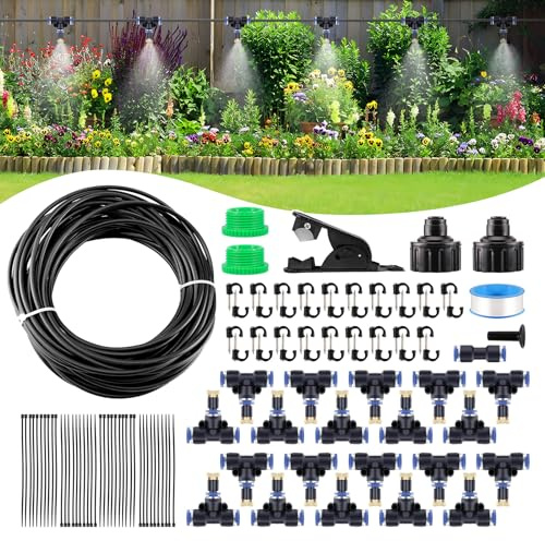 20M Speed Sistema de Riego Jardín DIY Sistema de Riego por Goteo Ajustable Boquilla Aspersor Pulverizador y Gotero Automatico, para Jardin, Invernadero, Terraza Césped