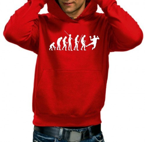 Coole-Fun-T-Shirts Sweatshirt HANDBALL Evolution ! Hoodie, rot, L, 10649_rot-HOO_GR.L