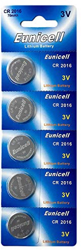 Eunicell 5 x CR2016 3 V Lithium Pila de Botón 70 mAh (1 Blist ercards a 5 Pilas)