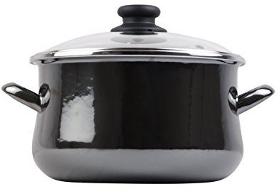 Megafesa Glass - Marmite avec Couvercle, diamètre 20 cm, Noir Cristal