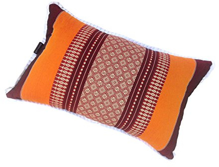 Collumino Traditional Thai Kapok Yoga and Meditation Support Pillow Large Rectangle size 45 x 28cm (Orange, Maroon)