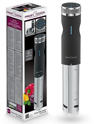 ProfiCook® Sous Vide Stick función mantener caliente y descongelar, sous vide hasta 90°C, pinza de montaje para olla de cocción lenta. Pantalla táctil, carcasa de acero inoxidable, PC- SV 1126