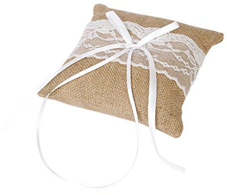 Sharplace Oreille Jute Dentelle Rustique Porteur Bague Alliance 15cm x 15cm