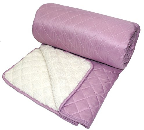 Home Harmony Sherpa Throws Blanket Double Bed Size Flannel Fleece Luxury Sofa Bed Large Soft Warm Throws (Quilted Throw Lilac)