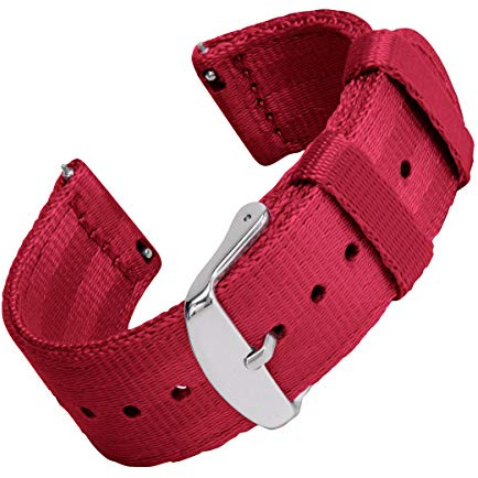 Archer Watch Straps - Armband i Säkerhetsbältenylon med Snabbkoppling (Röd, 20mm)