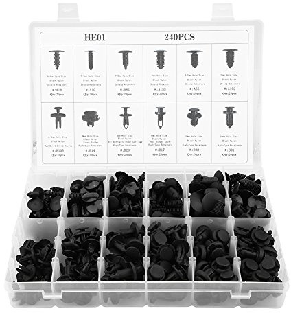 240st 12 Storlekar HE01 Car Body Push Typer Fastställare Push Pin Trim Stötfångare Fästelement Clip Rivet Retainer Assortment