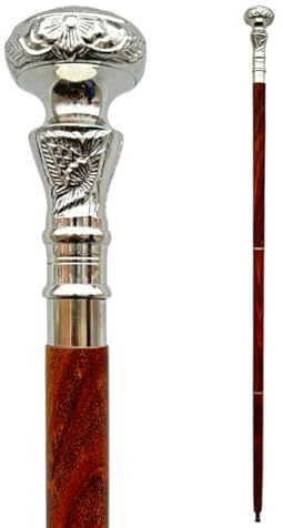 Bastones para hombres y mujeres Estilo vintage y antiguo Bastón de madera con mango de plata y latón Regalo