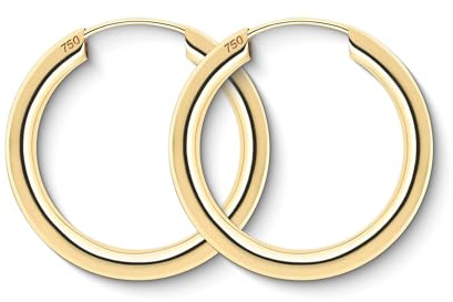 EDELIND Ohrringe Damen Creolen Gold 20mm 750 Gelbgold Breite 2,5mm Kleine Hoop Ohrringe 18 K Echt Gold Goldene Ohrringe mit Schmuck Geschenk Box Made in Germany