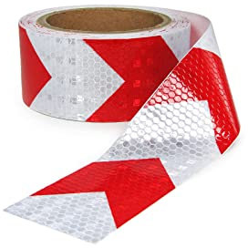 RAMROXX Signalband Markierungsband Absperrband selbstklebend reflektierend rot weiß 20m