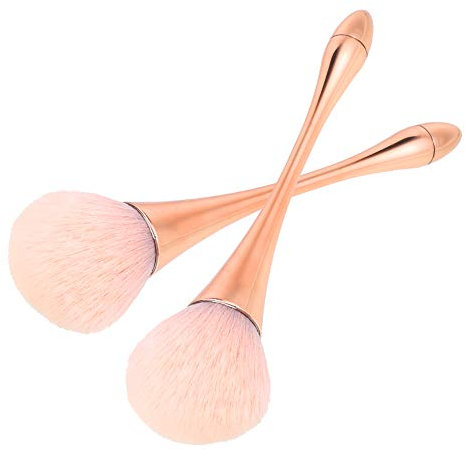 Hugttt 2 Pcs Large Mineral Powder Brush, Bronzer Kabuki Makeup Brush, Soft Fluffy Foundation Brush, Professional Powder Brush and Blush Brush for Daily Makeup, Rose Gold