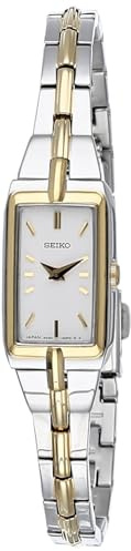 SEIKO SWR044 Watch for Women - Essentials - Jewelry Inspired Two-Tone Stainless Steel Case and Bracelet, White Dial with Gold Accents, and 30M Water Resistant