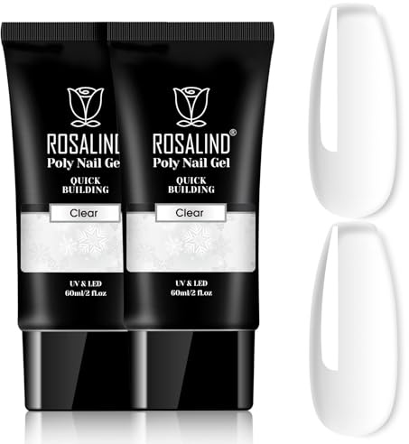 ROSALIND Poly Nail Gel Transparent Extension Acrylgel für Nägel 2pcs 60ml | Quick Extension Builder Acrylic Nagelgel Nagelverlängerung Gel Polish Starter Set für Nail Art