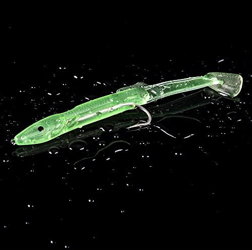 Umerk Angelhaken 4-10 stücke Leuchtköder Fish Aal Köder 5.5/7/8/10/12 / 15cm Weichköder mit Haken Kleiner Fisch Aal Künstlicher Köder(4pcs-15cm)