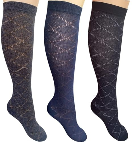 Infinity 6 Paia Calze Lunghe Donna a pois fantasia in Caldo Cotone 100% Morbide di qualità elasticizzate (Rombi Donna)