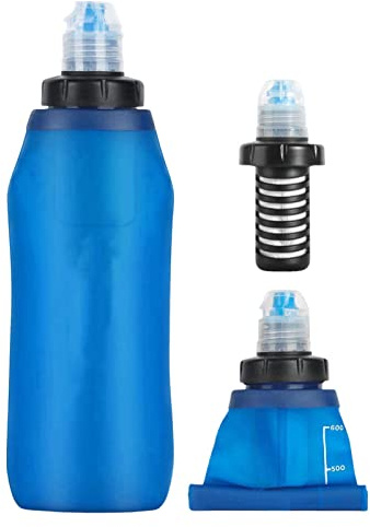 Gusengo filtervattenflaska, utomhus vikbar vattenfilter, 2 000 L utomhus bärbar vattenfilter vattenrenare, för resor vandring camping överlevnad utomhus
