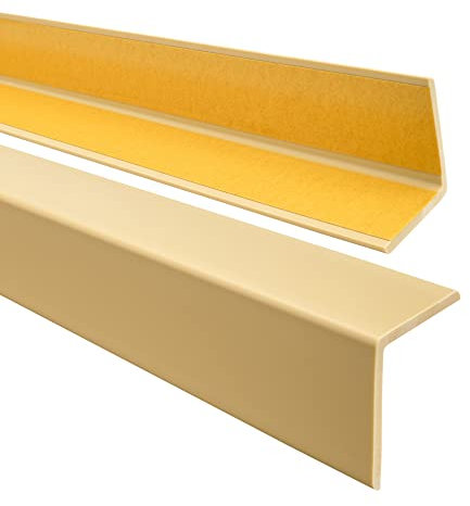 QUEST Winkelprofil 40x40mm – Selbstklebendes PVC-Gummi Kantenschutzprofil, Elastischer Eckschutz, Kunststoffwinkel für Kanten & Ecken, Creme, 200cm