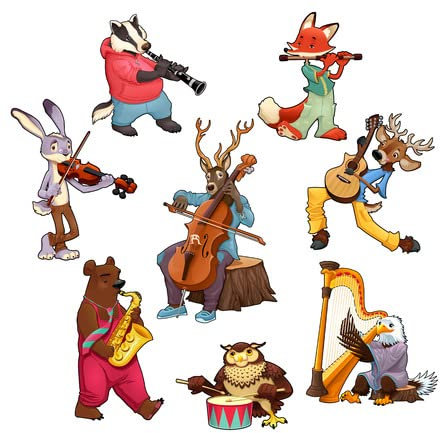 adrium Acryl-Bild 80 x 80 cm: Musiker Cartoon-Tiere.(52210551)
