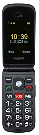 Beghelli - Telefono Salvalavita SLV15 per Anziani, Cellulare a Conchiglia con Tasto SOS, Grandi Tasti e Display 2.4, Chiamata Rapida, Multifunzione, Leggero, Servizio Opzionale 24/7