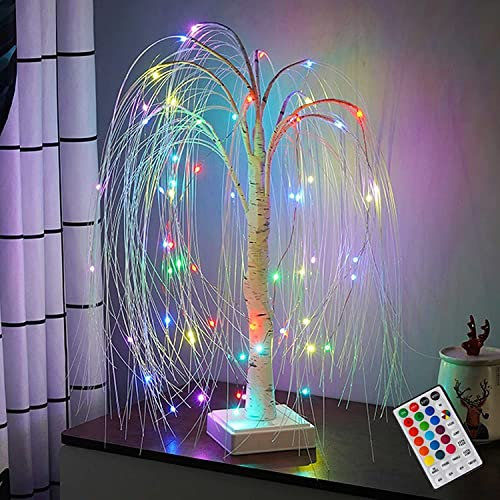 50cm LED Willow Tree Light RGB 16 Color Glowing Branch Table Lamp Night Light with Remote Control for Christmas Wedding Party Bedroom Home Party Decoration