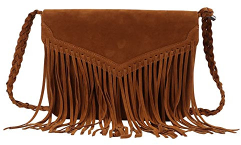 EVEOUT Umhängetasche mit Quasten Mattes Wildleder Fransentasche Damen Mode Frosted Samt Hobo-Tasche Quasten Handtasche