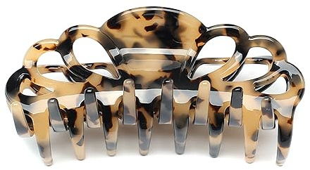 QinGoo Groß Acetat Haarklammer Haarspange für Damen, Schildkröte | Hochwertiges Acetat, 10cm, abgerundete Zähne, stabiler Halt für lange dickes Haar, ideal für Alltag, Büro, Ausflüge