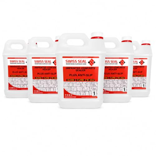Swiss Seal Imprinted Concrete Sealer GLOSS FINISH + ANTI-SLIP | Driveway And Patio Sealant | Sealant For Outdoor Concrete Floor | Wet Look | Seal And Protect Your Drive | Made In The UK (5 x 5 Litre)