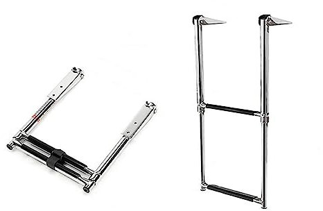 Ddasam Folding Boat Ladder Boat Ladder 2 Steps Stainless Steel Telescoping Step Ladder Folding Dock Ladder For Marine Boat Yacht Swimming Poollding Dock Ladder for Marine Boat Yacht Swimming Pool