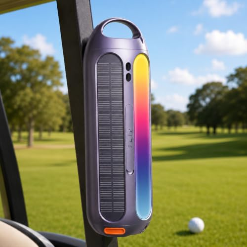CYBORIS Altavoz solar Bluetooth, altavoz magnético portátil de 30 W para exteriores, IPX6 resistente al agua con luces LED RGB, tiempo de reproducción de 30 horas, graves profundos para viajes, golf,