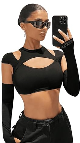 GORGLITTER Crop Tops Damen Cut Out Top Mit Ausschnitt Y2k Tank Top Sexy Bauchfreie Oberteile