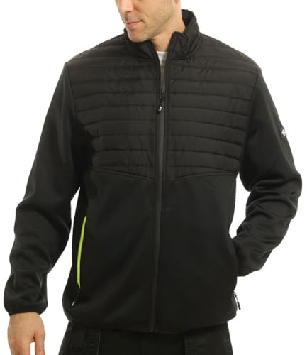 Lee Cooper Workwear LCJKT460 Mens Padded Fleece Full Zip Work Jacket, Black/Black, M