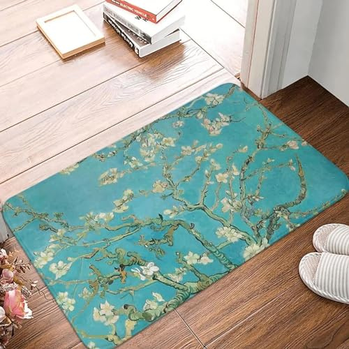 JGGXHM Vincent Van Gogh Gemälde Kunst Teppich Schlafzimmermatte Mandelblüten Fußmatte Küchenteppich Balkon Heimdekoration 80x120cm