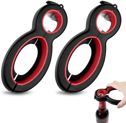 Maxentico 2 Pezzi Apribottiglie, 6 in 1 Apriscatole Multifunzione, Apribarattoli Manuale Universale per Cucina e Viaggio